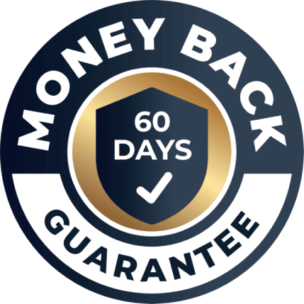 Vertigenics 60-day money-back guarantee badge showing customer trust and satisfaction